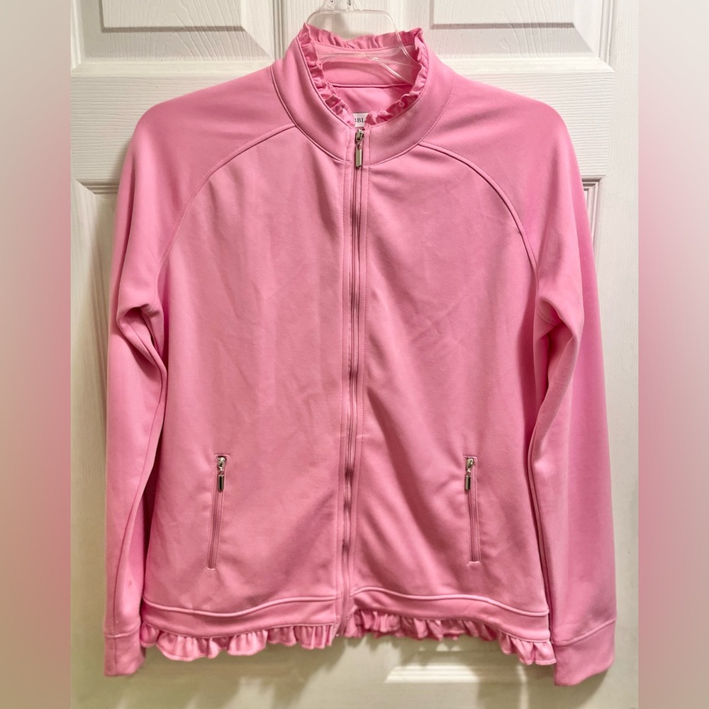 PEBBLE BEACH PERFORMANCE Women’s Pink Golf Athletic Jacket Ruffle Medium